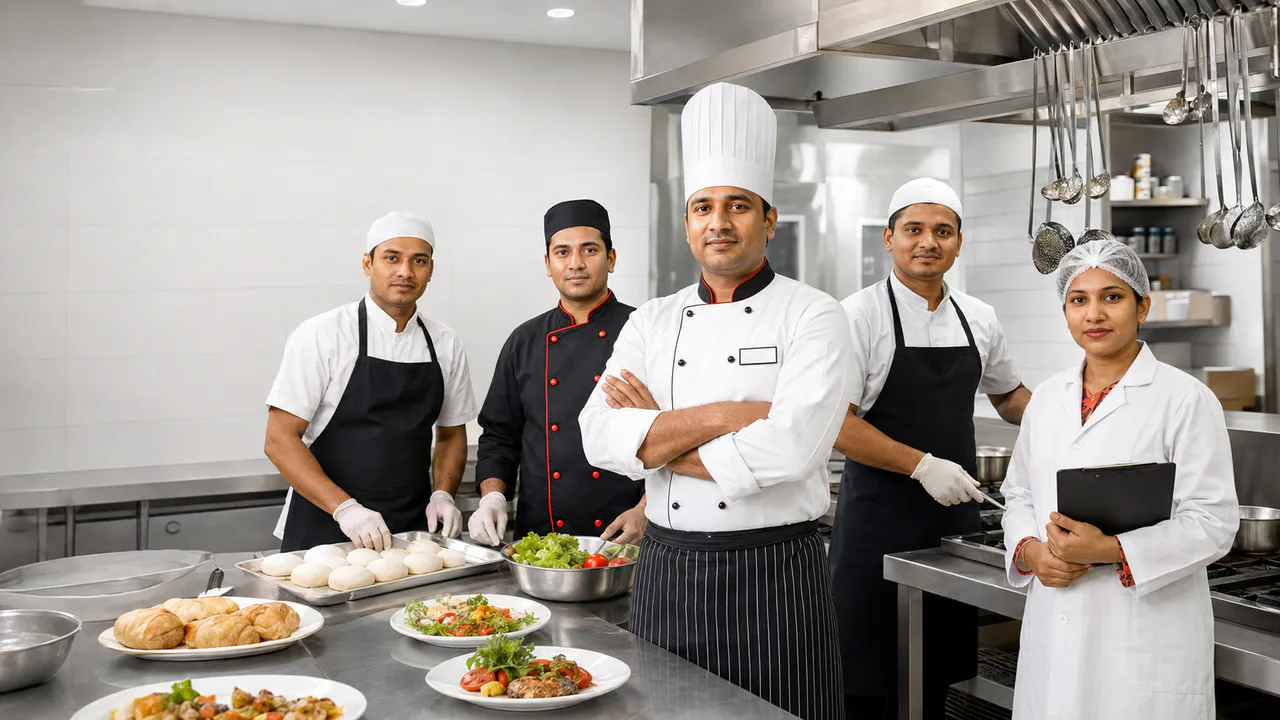 Illustrative Bangladeshi catering team prepared for GCC kitchen and food-service workforce planning